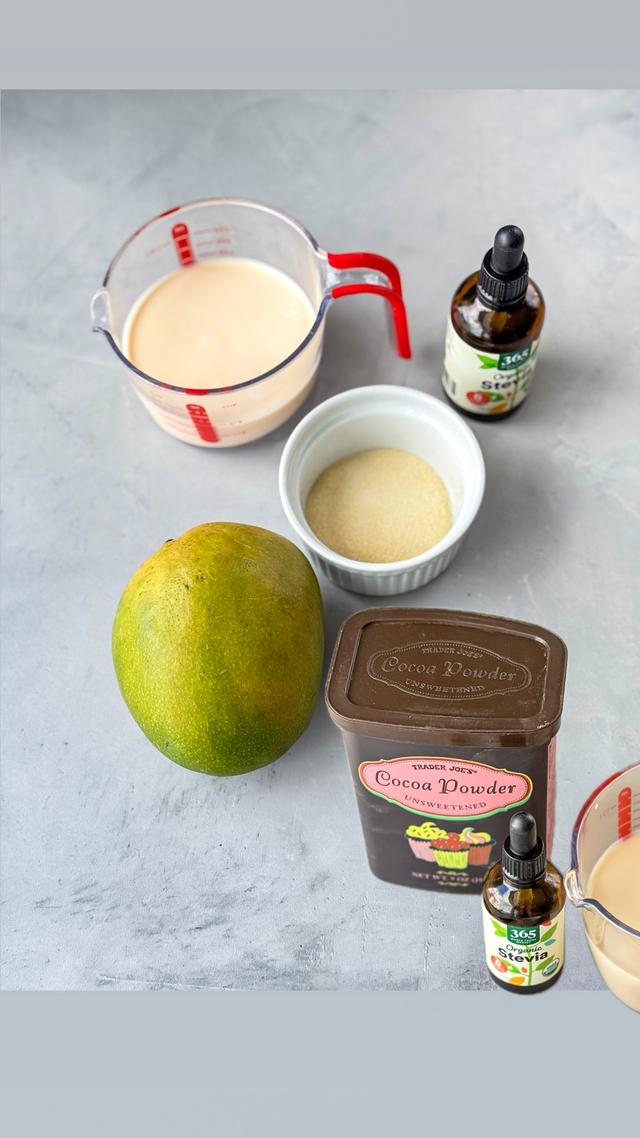 Image of ingredients of Chocolate&Mango souffle